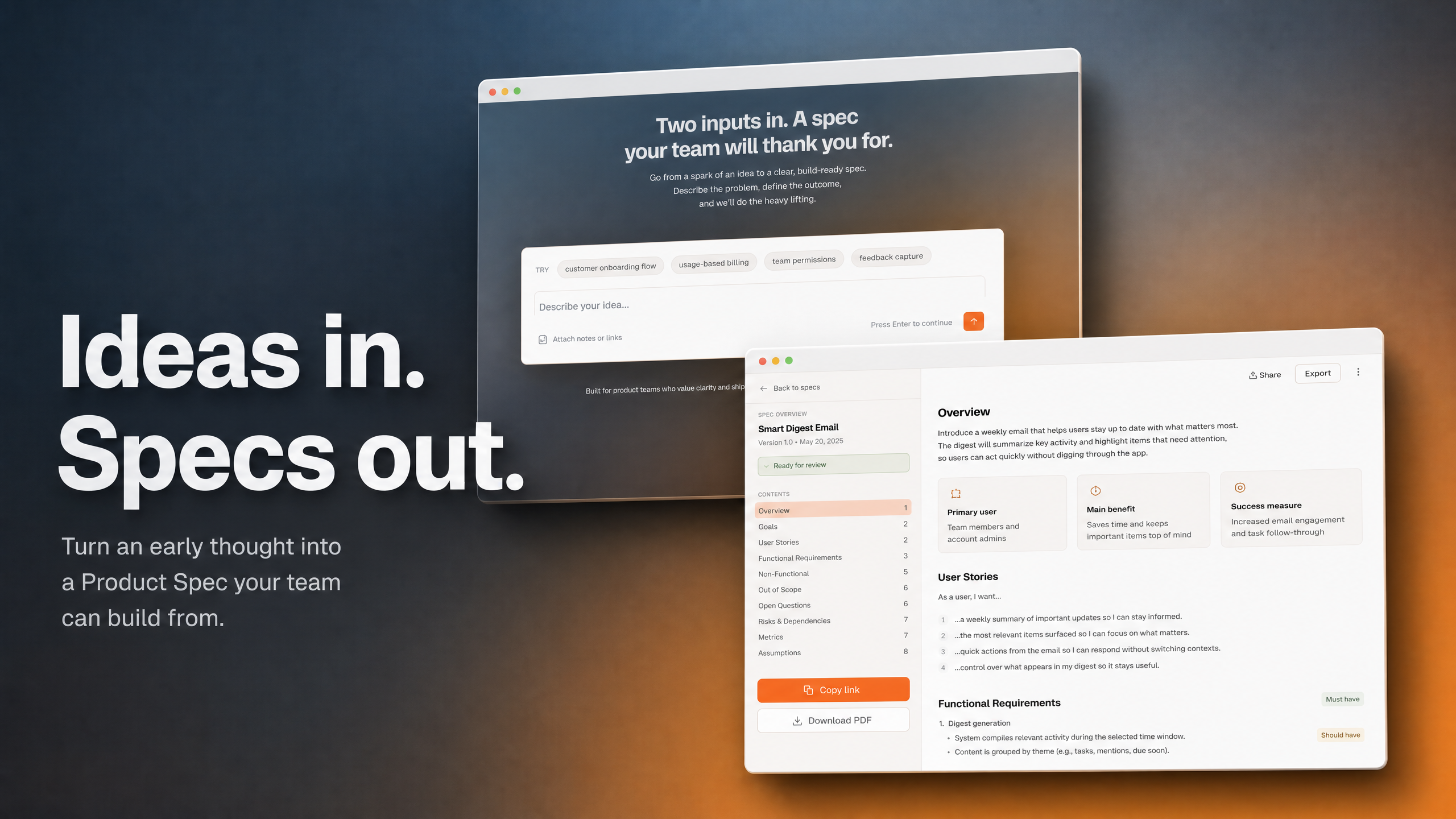 Fill your spec gap in minutes.